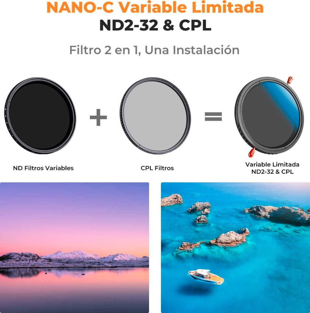 K&F Concept 82mm 2 in 1 ND2-ND32 Variable Neutral Density VND + CPL Filter KF01.2603 - 2